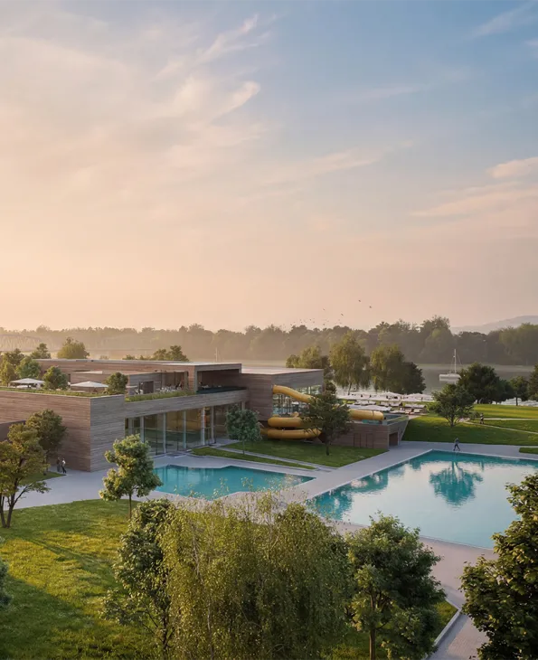 Freibadbereich des Mirador in Krems mit Aussenbecken